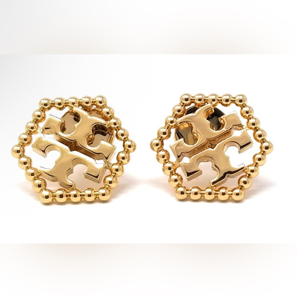 Tory Burch Milgrain Hex Stud Earrings